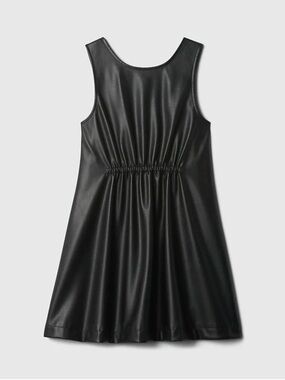 GAP Black Faux Leather Sleeveless Mini Dress
